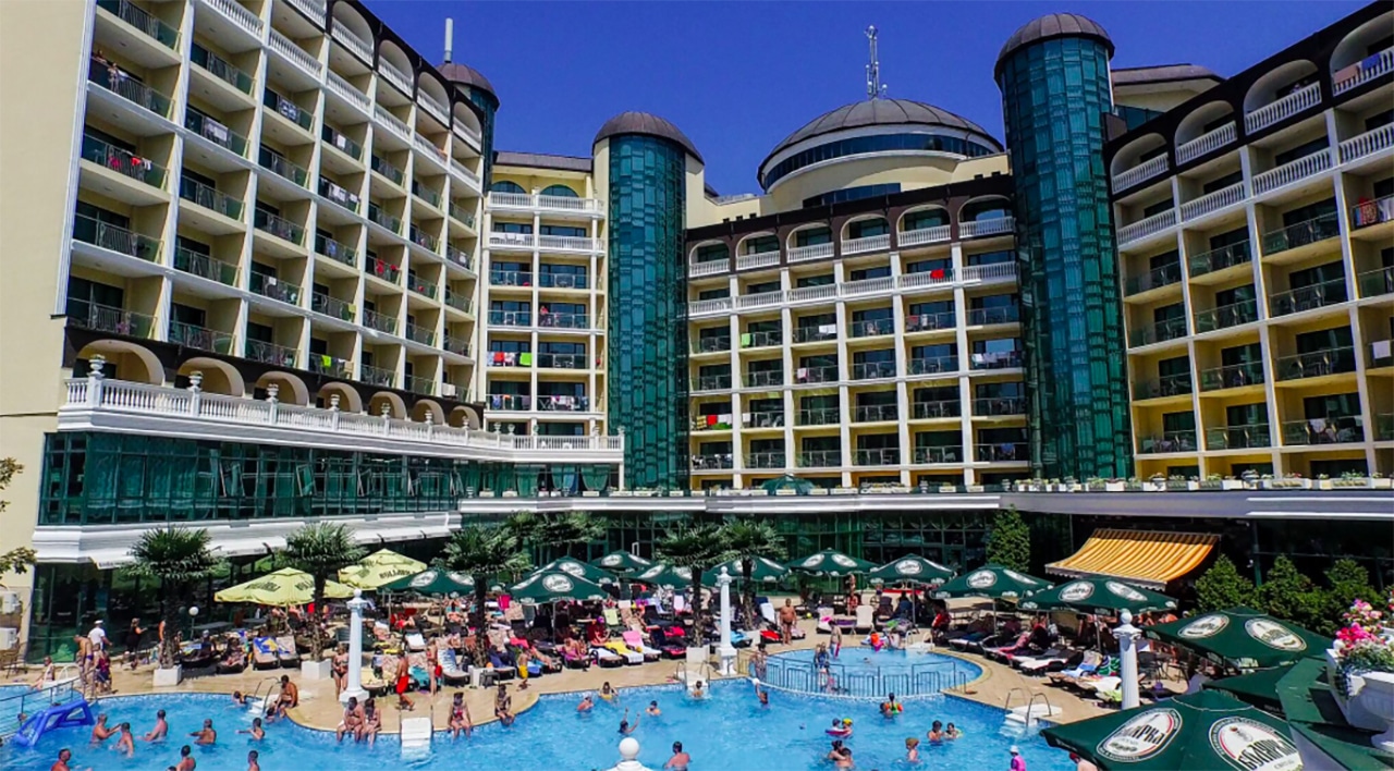 Planeta Hotel och Aquapark i Sunny Beach med pool och lyxigt resortområde