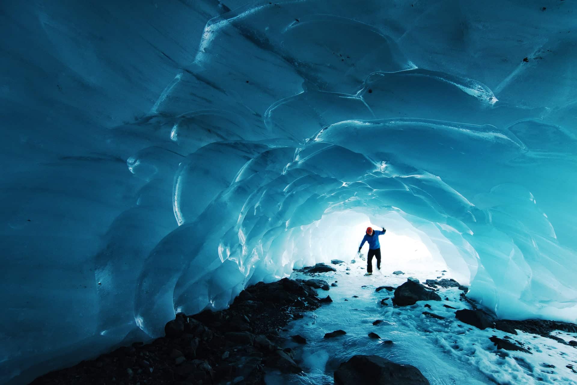 Glaciärvandring på Mendenhall Glacier nära Juneau Alaska