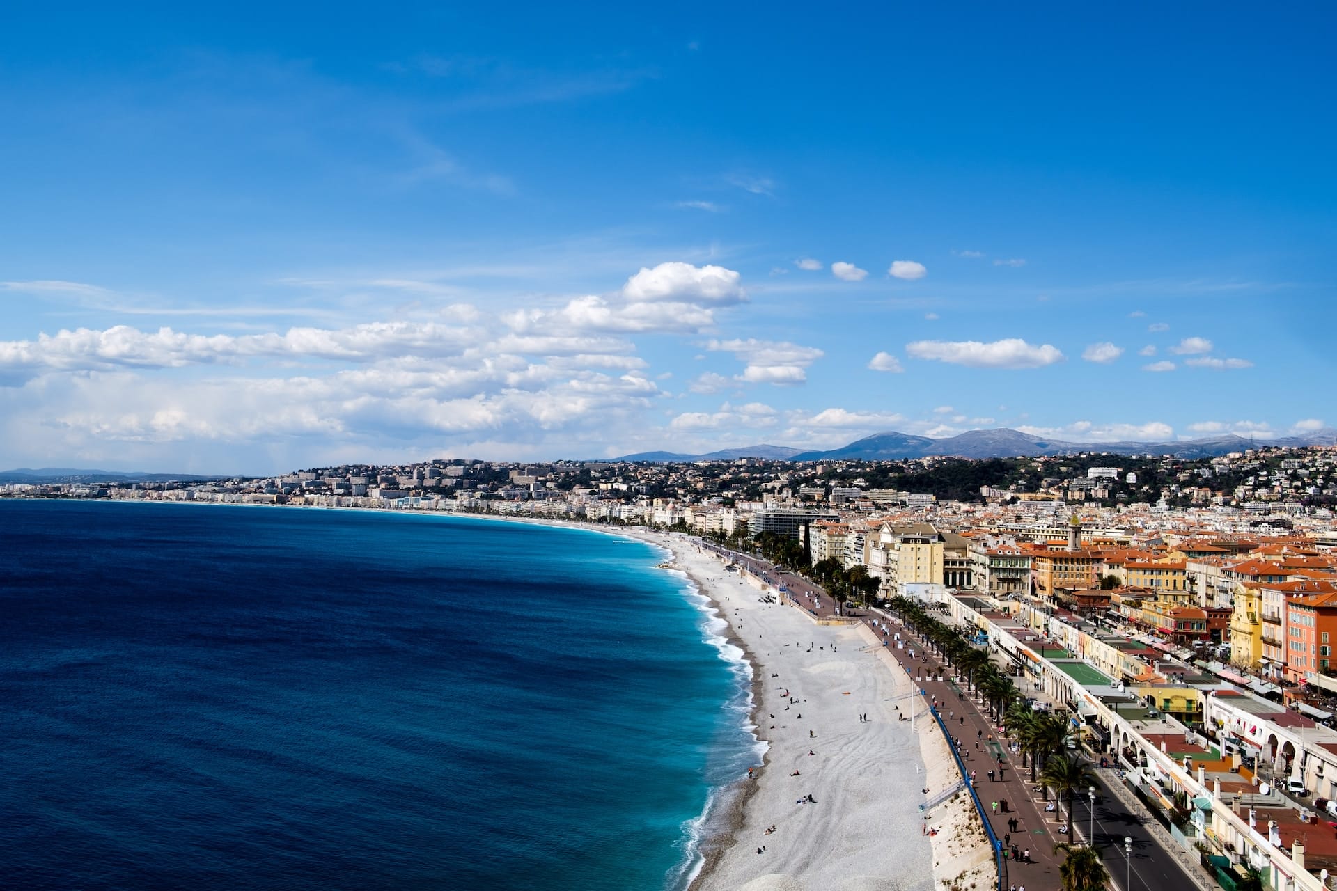 Promenade des Anglais i Nice vid Franska rivieran